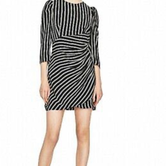 ๐โซ๏ธ ZARA Black White Striped Draped Mini Dress | Cupro Silk Ruched Sz M (S/XS) - Picture 2 of 8